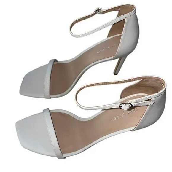 Stuart Weitzman NWOB Amelina 4 inch Leather Heels SandalsWhite Leather Size 12